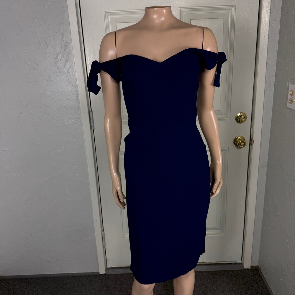 Reformation Women's Dress 4 Tie Off The Shoulder Navy Party Mini Viscose F3-23